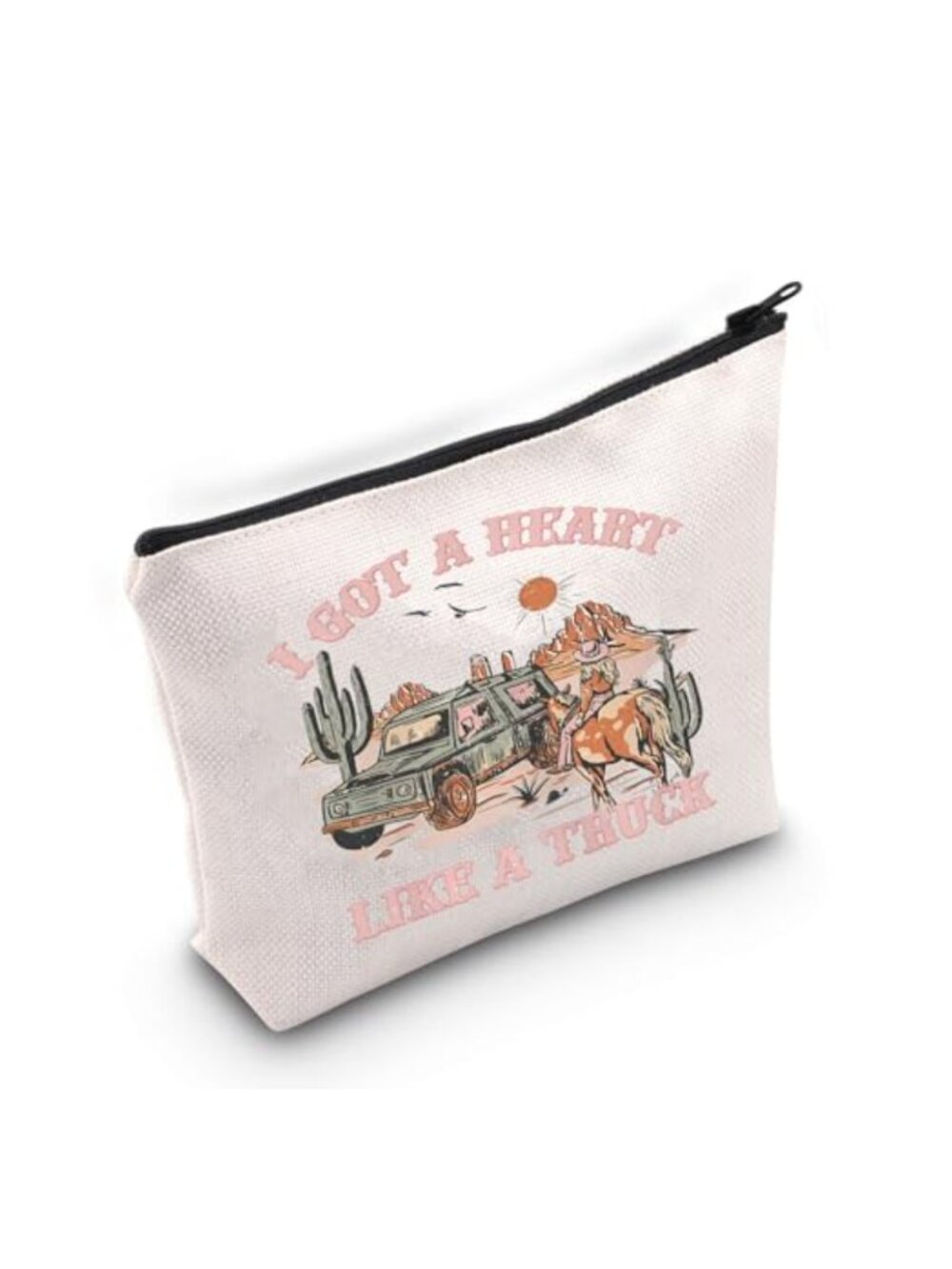 Canvas Cosmetic Bag Western Cowgirl Makeup Travel Pouch